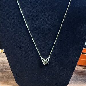 Delicate Silver Butterfly Pendant Necklace - sterling silver moissanite